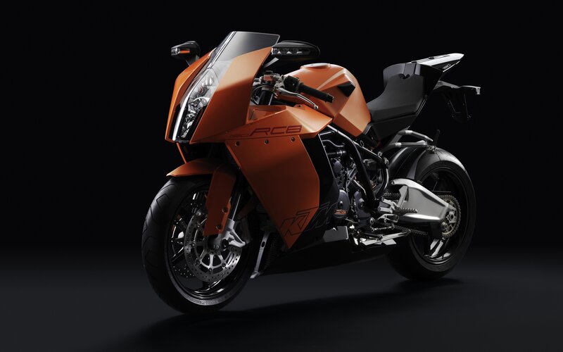 Orange Sport Motorcycle — Dramatic, Photograph, Headlight
