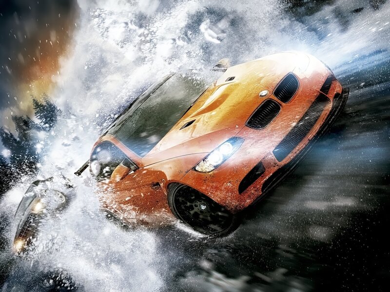 Orange Sports Car — Action-packed