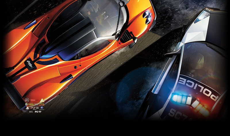 Orange Sports Car and Police Car — Dramatic, Night
