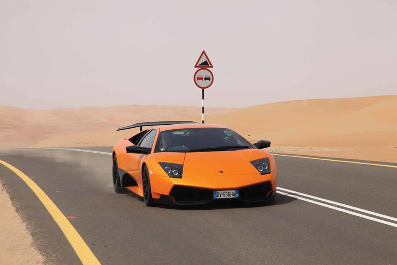 Orange Sports Car — Arid, Afternoon