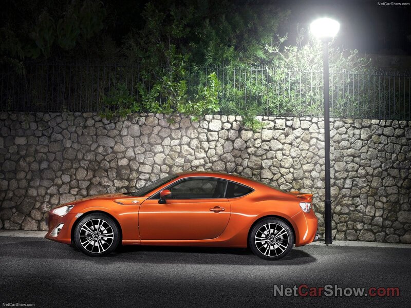 orange sports car at night