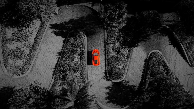 Orange Sports Car — Black, Dramatic