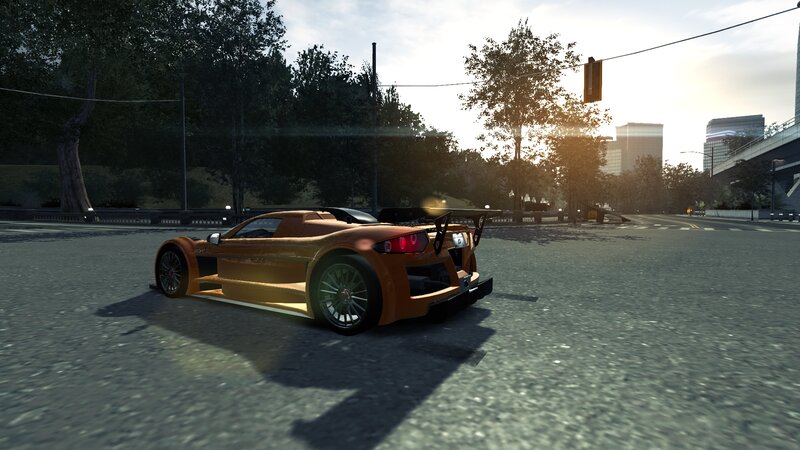 Orange Sports Car — Calm, Sunset, 3d Render, City Street
