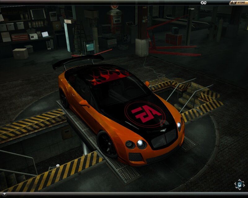 Orange Sports Car — Dark, Night, 3d Render, Garage
