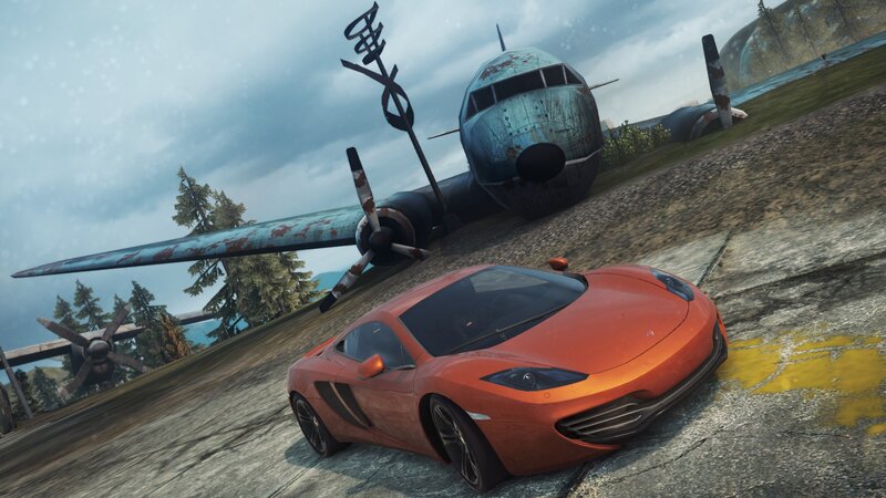 Orange Sports Car — Dramatic, 3d Render, Airplane