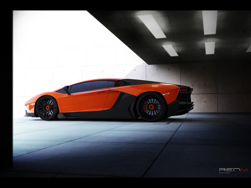 Orange Sports Car — Dramatic, 3d Render, Garage