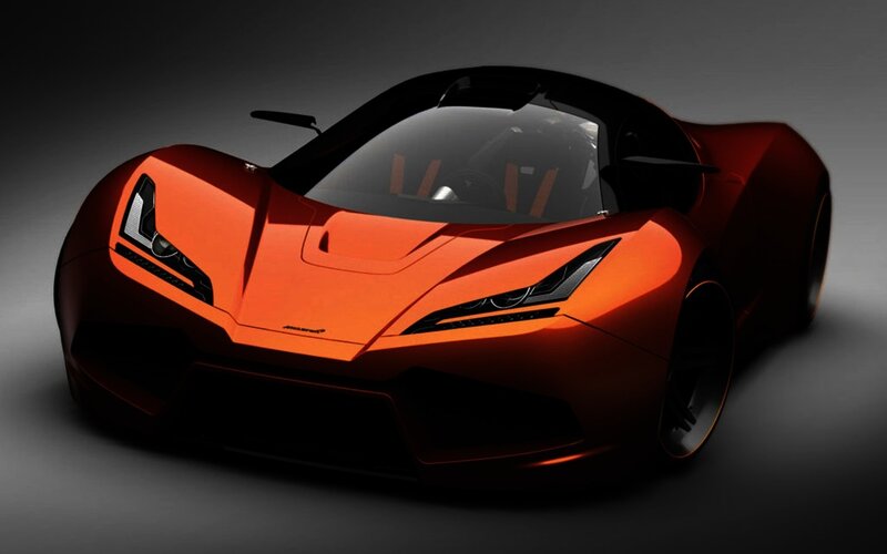 Orange Sports Car — Dramatic, 3d Render, Headlights