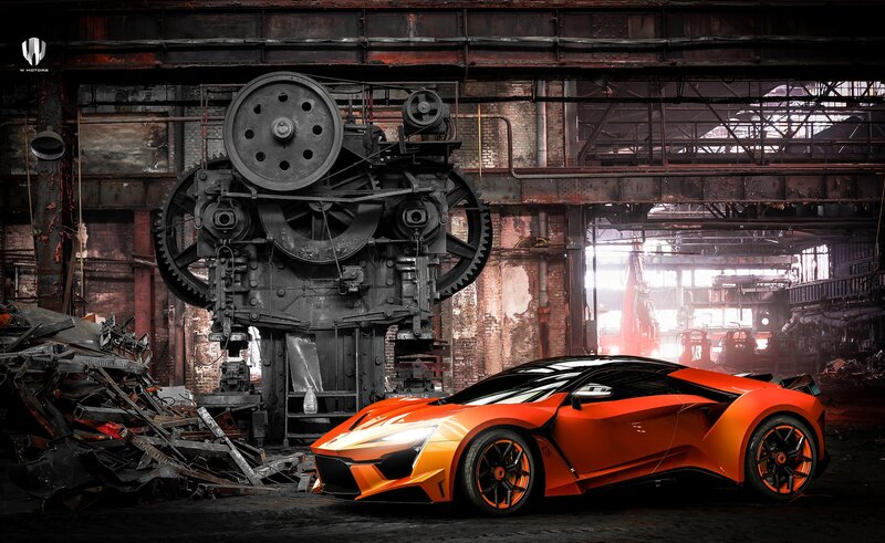 Orange Sports Car — Dramatic, 3d Render, Industrial Machinery