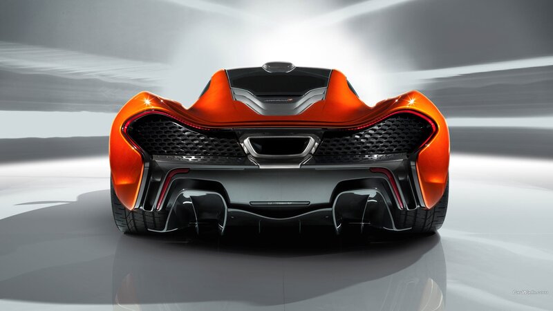 Orange Sports Car — Dramatic, 3d Render, Rear View, Grille
