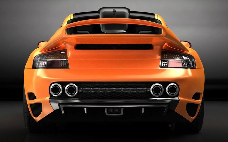Orange Sports Car — Dramatic, 3d Render, Taillights