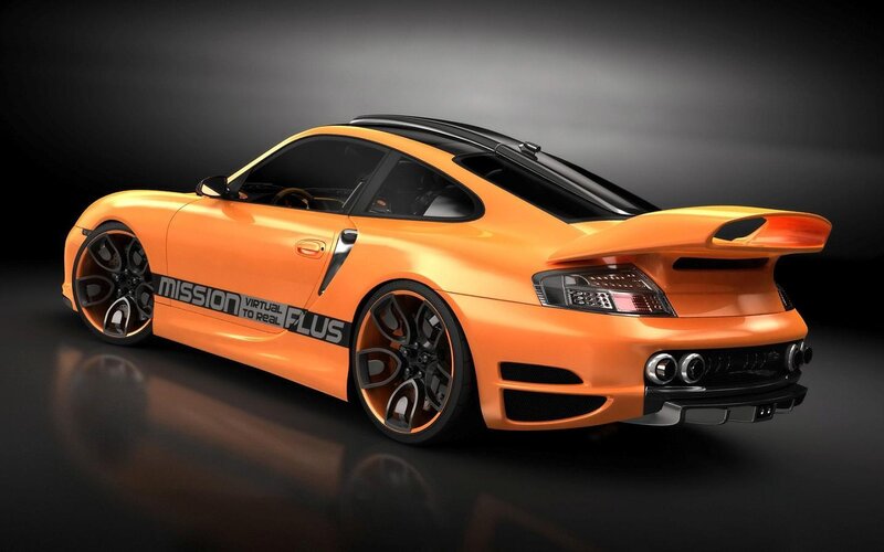 Orange Sports Car — Dramatic, 3d Render, Wheel