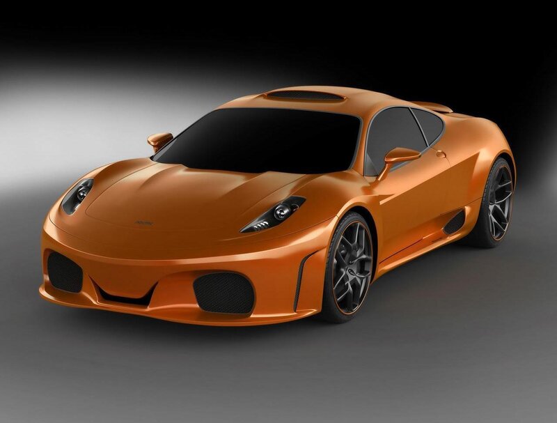 Orange Sports Car — Dramatic, 3d Render, Wheels, Windows, Black, Gray