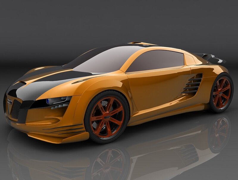Orange Sports Car — Dramatic, 3d Render, Wheels, Windows, Grille