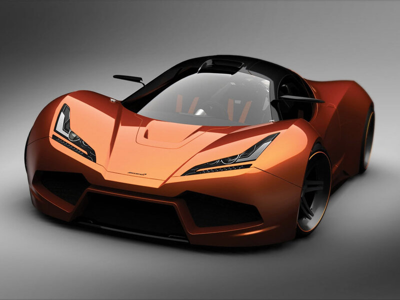 Orange Sports Car — Dramatic, 3d Render, Windshield