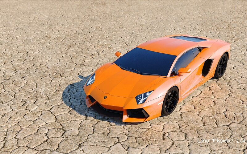 Orange Sports Car — Dramatic, Afternoon, 3d Render, Cracked Ground