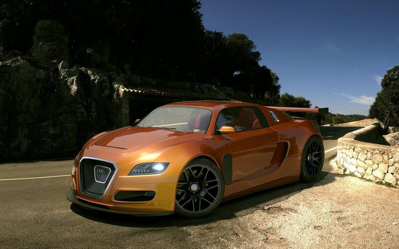 Orange Sports Car — Dramatic, Afternoon, 3d Render, Road