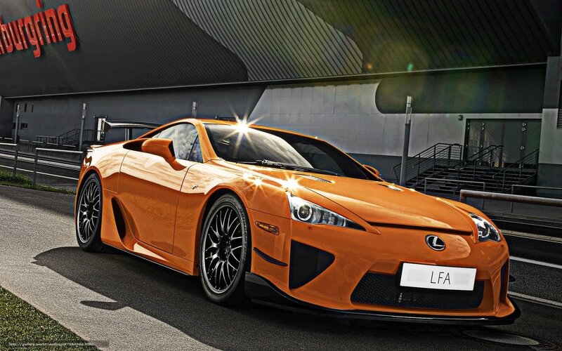 Orange Sports Car — Dramatic, Afternoon, Photograph, Building, Stadium Seating