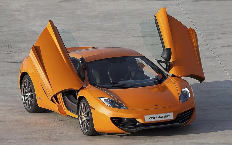 Orange Sports Car — Dramatic, Afternoon, Photograph, Car Door, Windshield