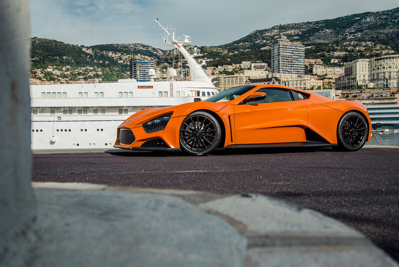 Orange Sports Car — Dramatic, Afternoon, Photograph, Cruise Ship
