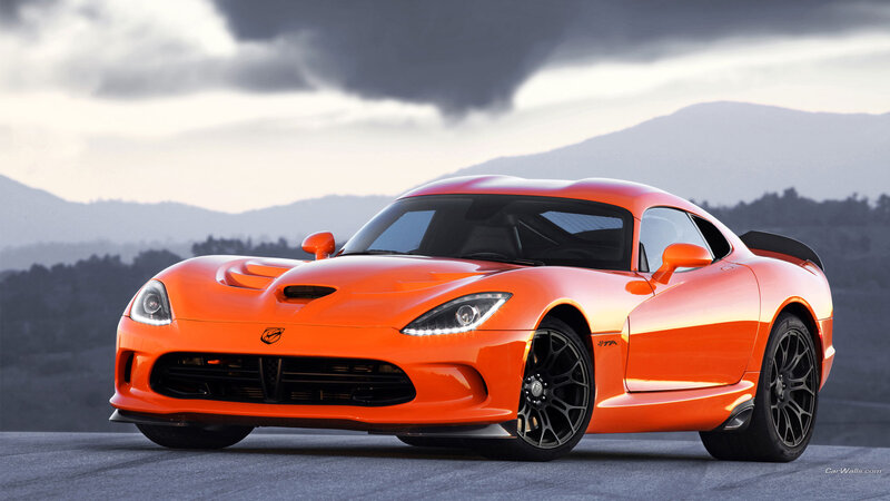 Orange Sports Car — Dramatic, Afternoon, Photograph, Mountains, Road