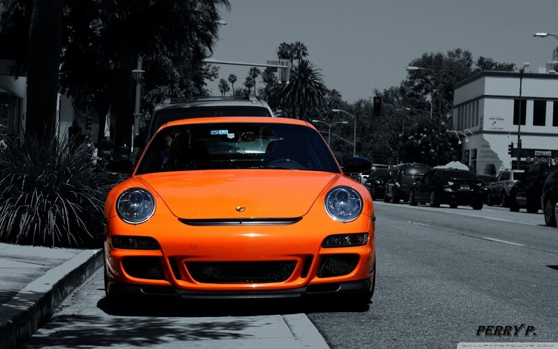 Orange Sports Car — Dramatic, Afternoon, Photograph, Street