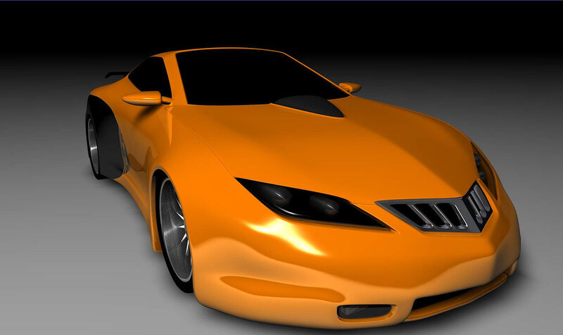 Orange Sports Car — Dramatic, Grille