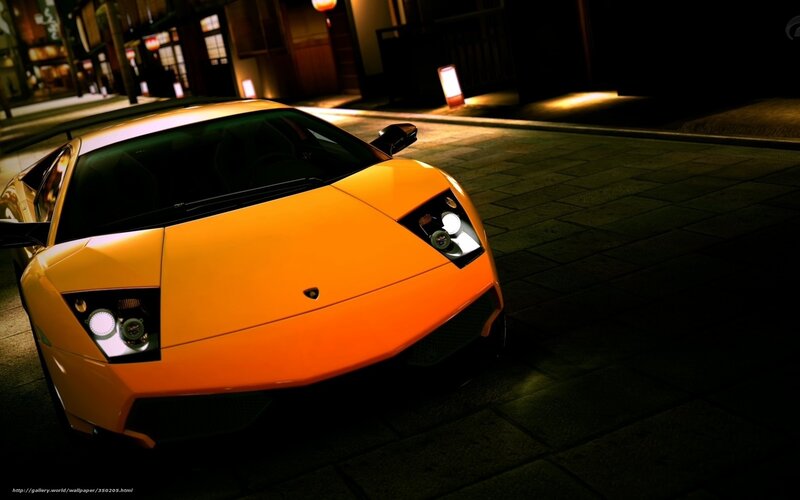 Orange Sports Car — Dramatic, Night, 3d Render, Street
