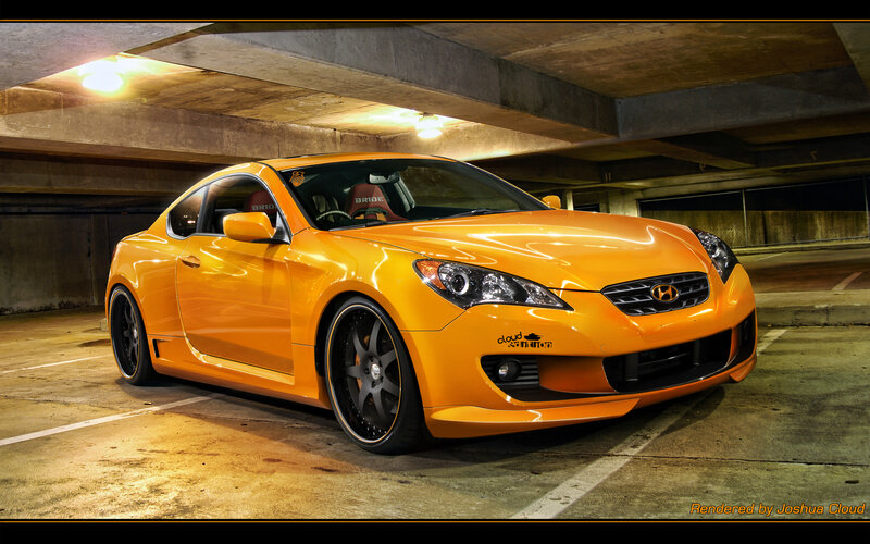 Orange Sports Car — Dramatic, Night, 3d Render