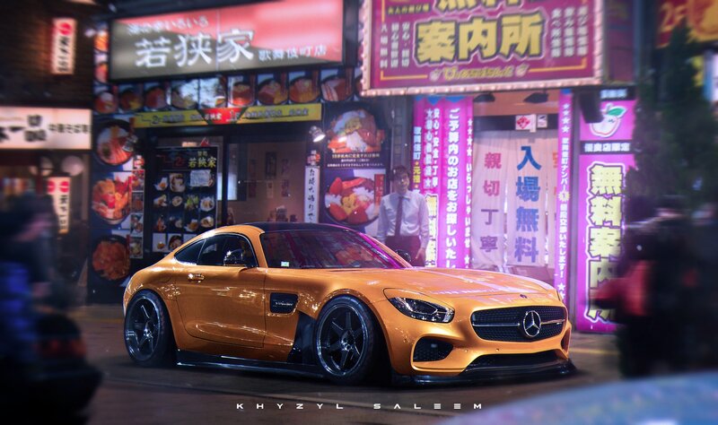 Orange Sports Car — Dramatic, Night, Digital Art, Signs