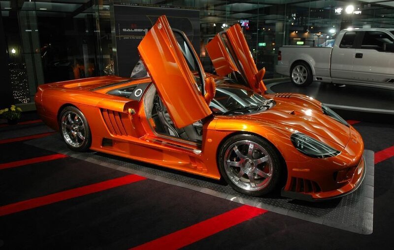 Orange Sports Car — Dramatic, Night, Photograph, Car Door