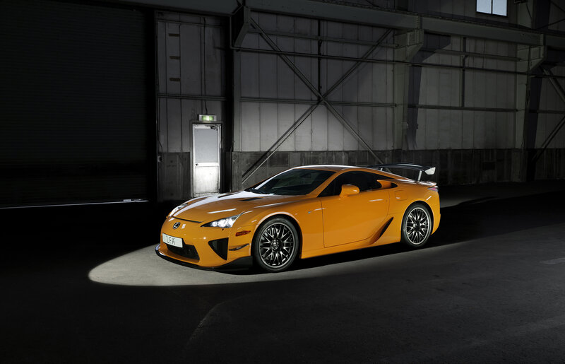 Orange Sports Car — Dramatic, Night, Photograph, Garage, Spotlight