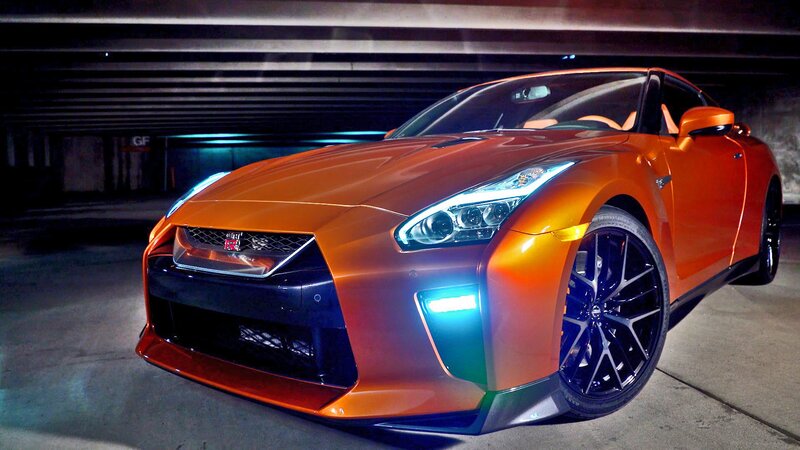 Orange Sports Car — Dramatic, Night, Photograph, Headlights