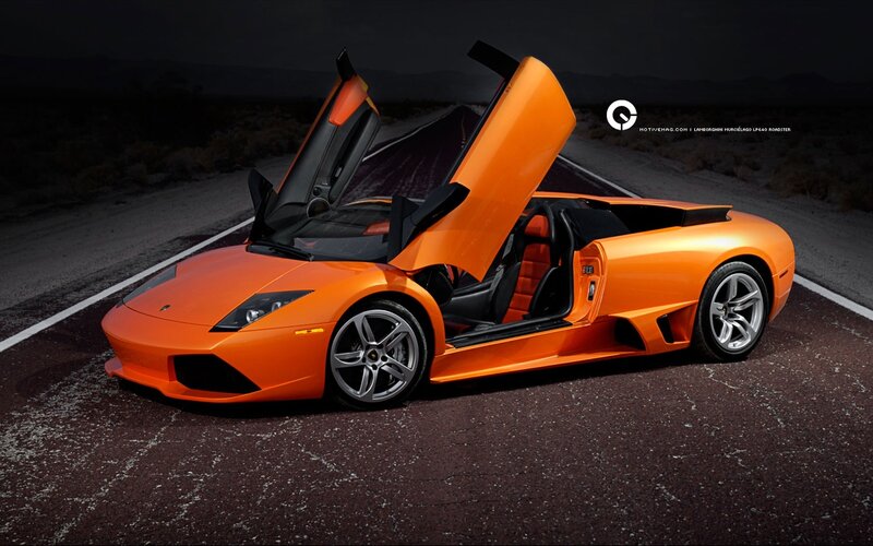 Orange Sports Car — Dramatic, Night, Photograph, Open Doors