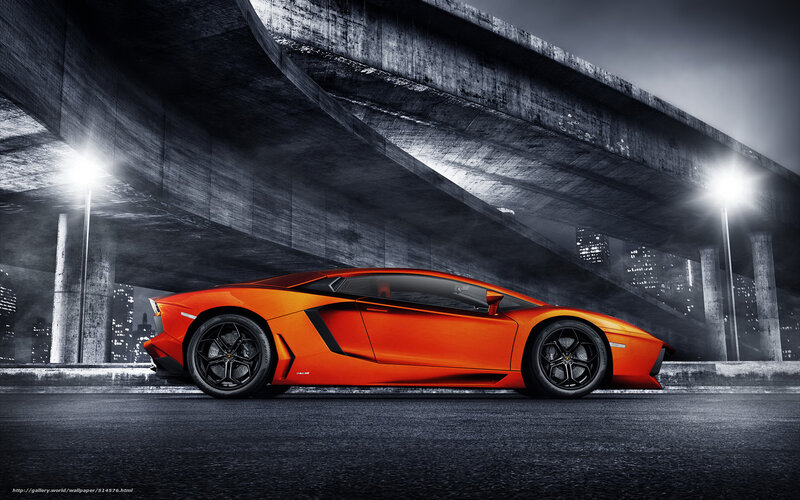 Orange Sports Car — Dramatic, Night, Photograph, Underpass, City Skyline