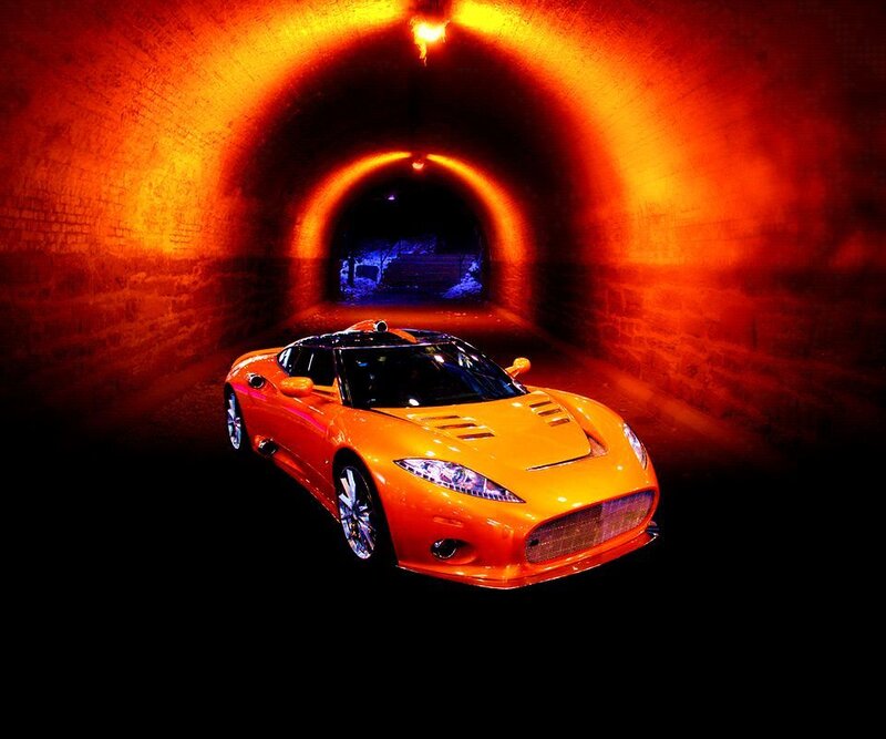 Orange Sports Car — Dramatic, Night