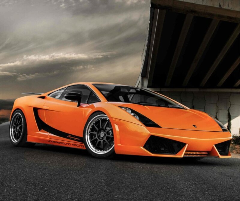 Orange Sports Car — Dramatic, Photograph, Bridge, Asphalt
