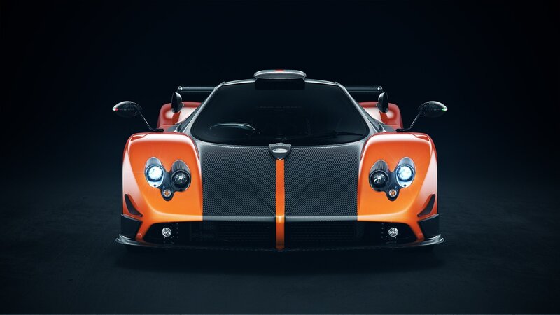 Orange Sports Car — Dramatic, Photograph, Carbon Fiber, Headlights, Rearview Mirrors