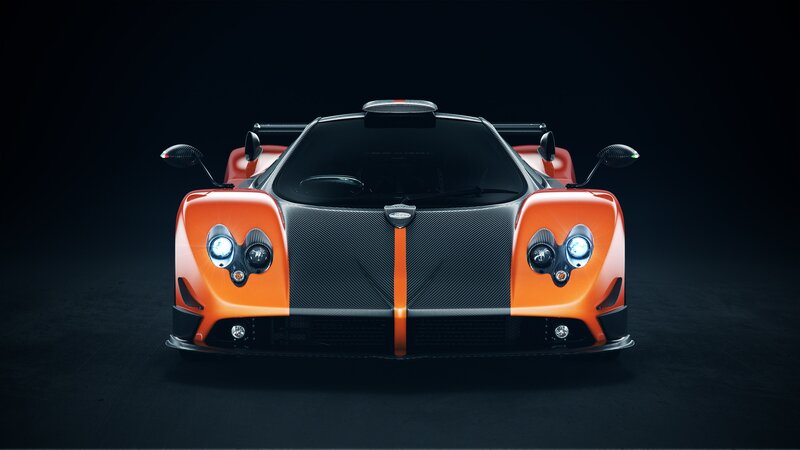 Orange Sports Car — Dramatic, Photograph, Carbon Fiber, Headlights