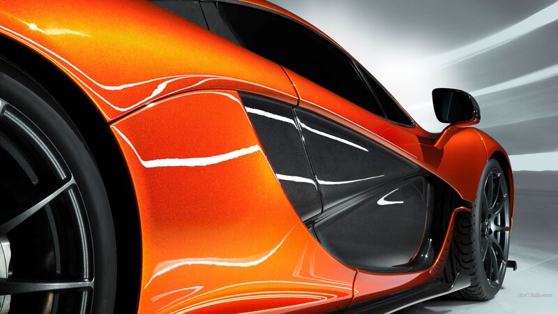 Orange Sports Car — Dramatic, Photograph, Carbon Fiber, Side Mirror
