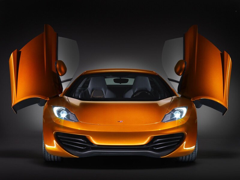 Orange Sports Car — Dramatic, Photograph, Doors