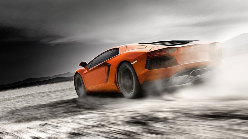 Orange Sports Car — Dramatic, Photograph, Dust
