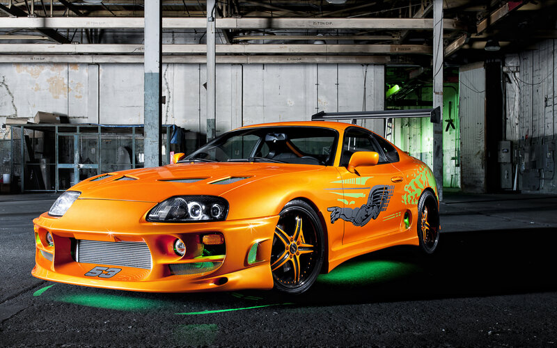 Orange Sports Car — Dramatic, Photograph, Garage
