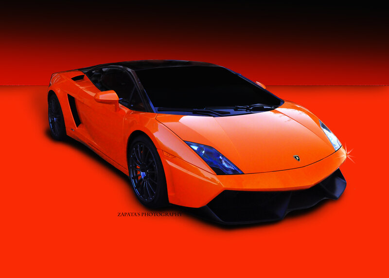 Orange Sports Car — Dramatic, Photograph, Headlight