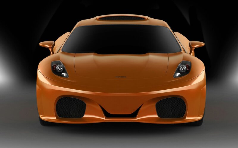 Orange Sports Car — Dramatic, Photograph, Headlights, Grille