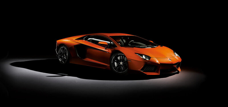 Orange Sports Car — Dramatic, Photograph, Headlights