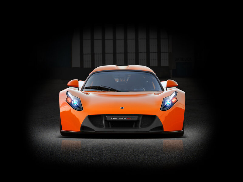 Orange Sports Car — Dramatic, Photograph, Headlights, Windshield
