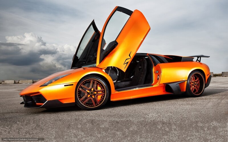 Orange Sports Car — Dramatic, Photograph, Open Doors, Wheels