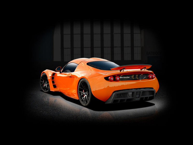 Orange Sports Car — Dramatic, Photograph, Rear View