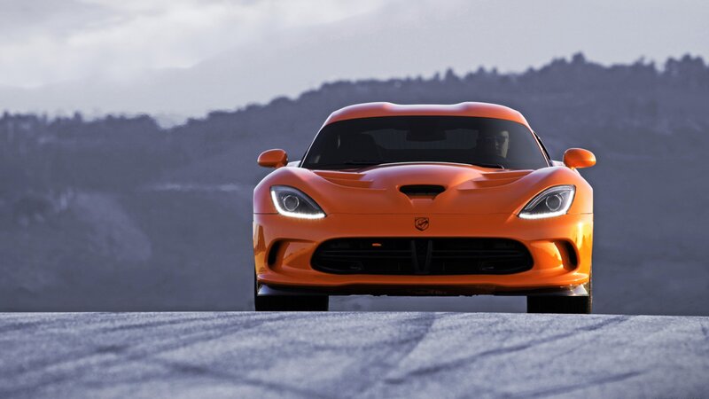 Orange Sports Car — Dramatic, Photograph, Road, Mountains