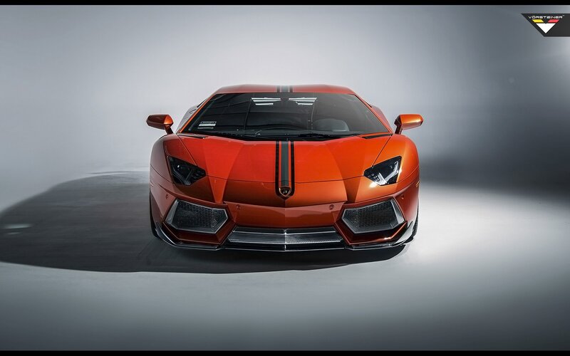 Orange Sports Car — Dramatic, Photograph, Stripes, Studio